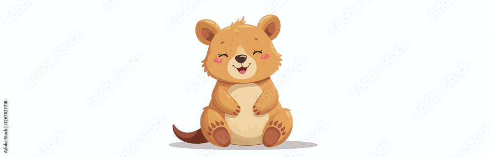 Aufkleber Cute Quokka Sits Smiling With Joy Isolated On A White Background In Transparent Form Making It Pop Visually. 00002