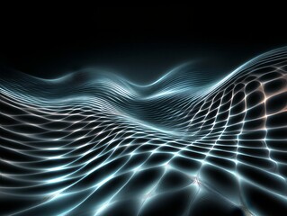 Abstract digital waves, network pattern, dark background