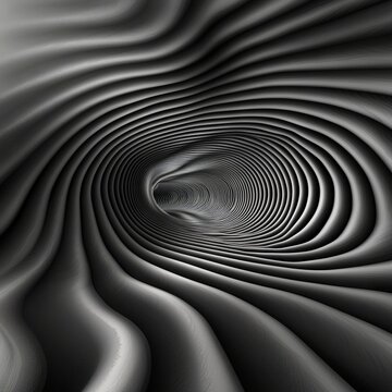 Abstract grayscale tunnel design, flowing lines, conceptual art,  interior view