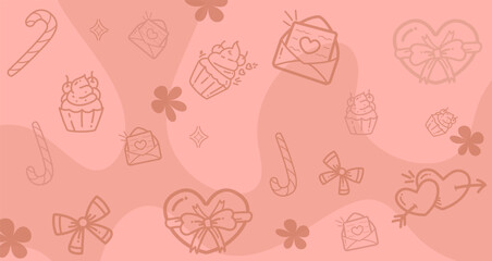 Background seamless pattern with whimsical romantic valentine element abstract for background for Valentine’s Day backdrop, card, banner, wallpaper, wrapping, print.