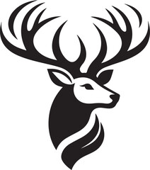 Tribal-Style Deer Head Vector Illustration in Black and White

