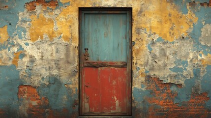 The door of color on mottled walls