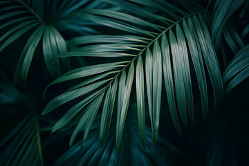 Background with exotic green leaves