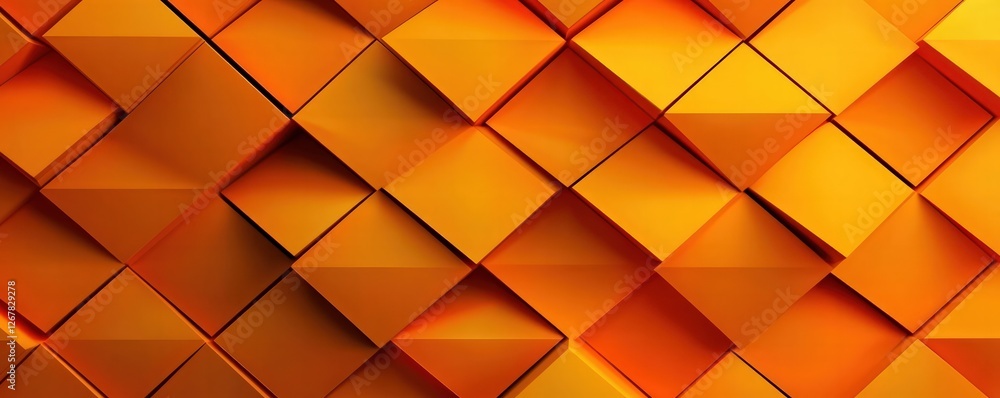 Aufkleber abstract geometric orange background with layered 3d shapes and textured pattern