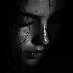 Pensive Woman: A Black and White Portrait