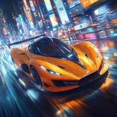 Fototapeta premium A dazzling sunset reflecting off a high performance sports car image
