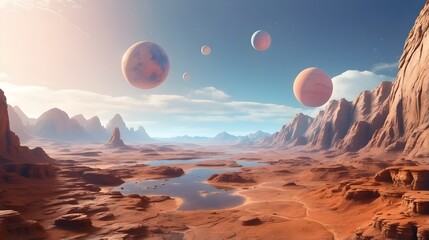 Allow our AI platform to take you to Mars, a creative planet. You'll be astounded by this far-off planet's limitless potential with its breathtaking sights and creative landscapes."