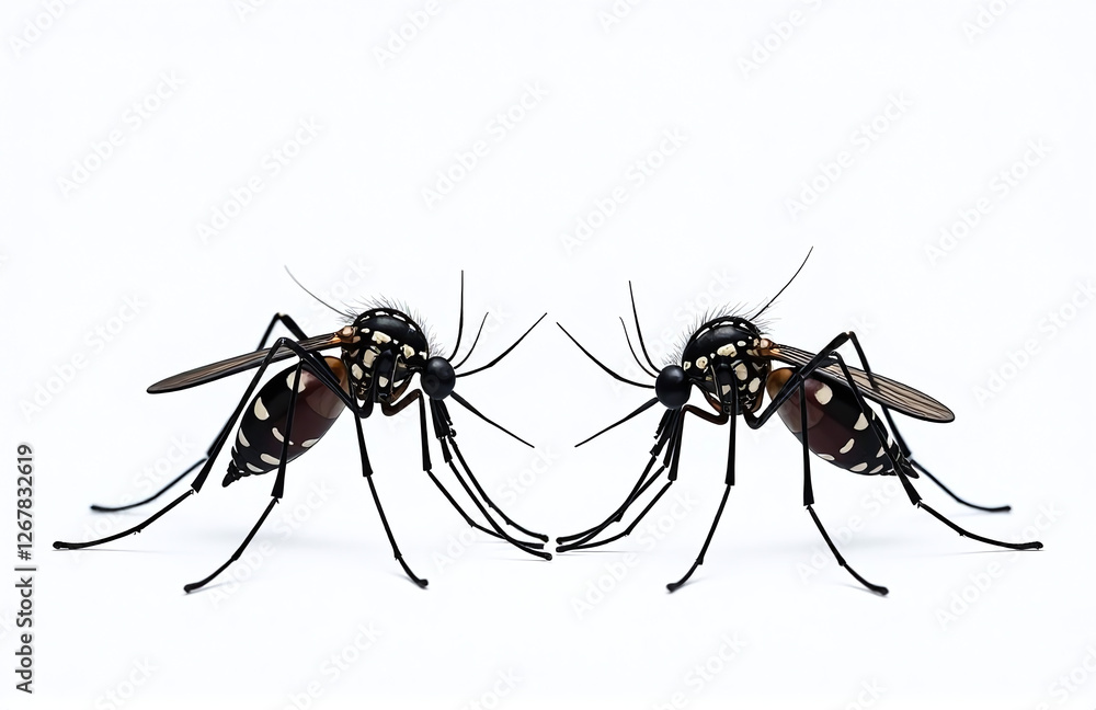 Poster mosquitoes stand isolated in a simple design with a white background, depicted as a single png image