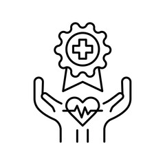 
Quality medical standards  black line icon.