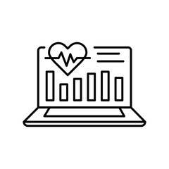Data analytics in medicine  black line icon.