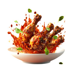 fried chicken wings with sauce Isolated on Transparent Background PNG