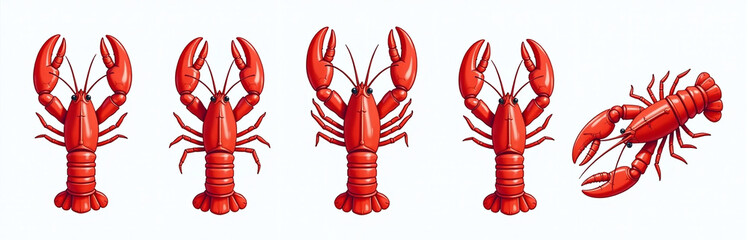 Red Lobster Seafood Cutout Is An Image Of A Set Of Red Lobster Illustrations Isolated On A Plain White Background. 00001