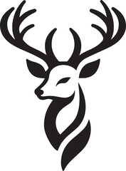 Tribal-Style Deer Head Vector Illustration in Black and White

