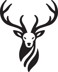 Tribal-Style Deer Head Vector Illustration in Black and White

