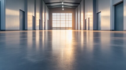 empty modern warehouse interior with natural light