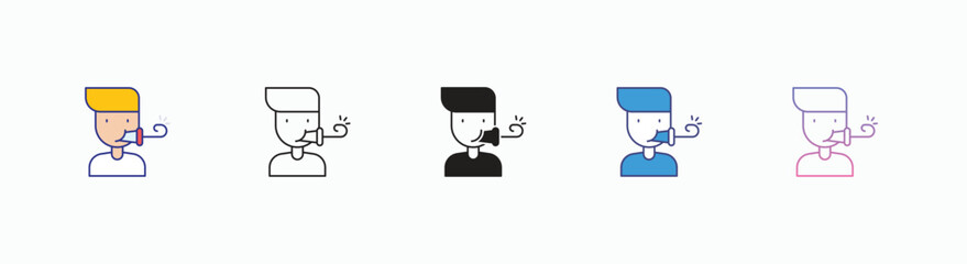Whistle icons set in different style vector stock