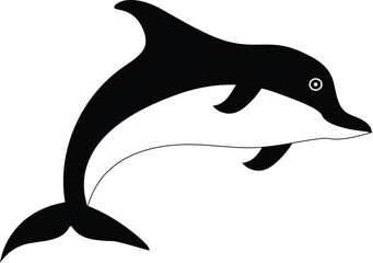 Dolphin silhouette vector style with white background.