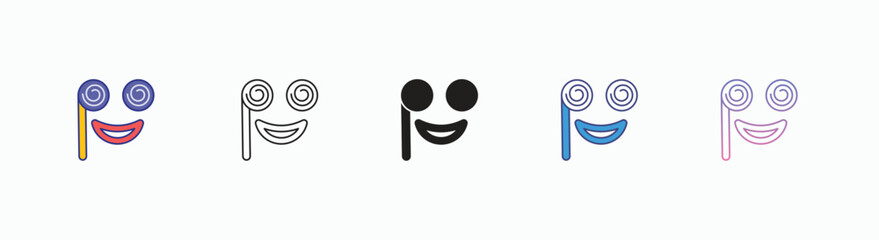 Funny props icons set in different style vector stock