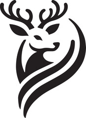 Tribal-Style Deer Head Vector Illustration in Black and White

