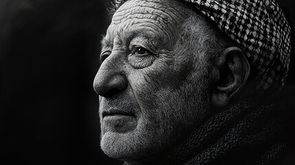 A Pensive Portrait: A Black and White Study of an Elderly Man
