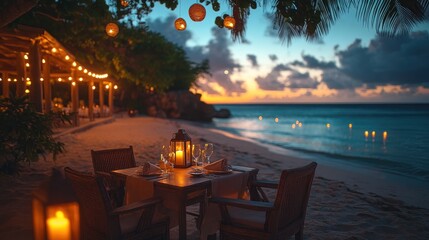 Beachfront Dining at Sunset