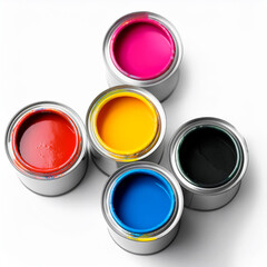 Latte di vernice colorata aperte