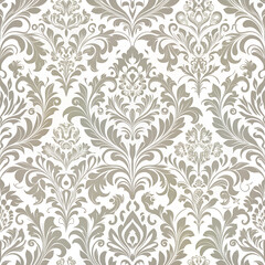Soft Gray color Damask seamless pattern element background