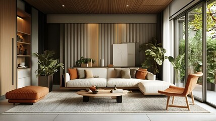 Fototapeta premium Room of a luxury hotel with sofa, Generative AI