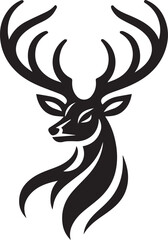 Tribal-Style Deer Head Vector Illustration in Black and White

