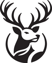 Tribal-Style Deer Head Vector Illustration in Black and White

