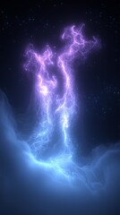 Cosmic energy cloud in a starry night sky