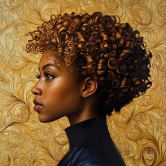 Golden Elegance: A Portrait of a Woman
