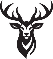 Tribal-Style Deer Head Vector Illustration in Black and White

