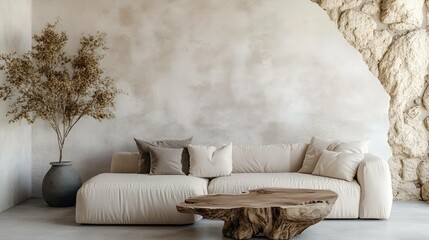 Living room interior with sofa, Generative AI