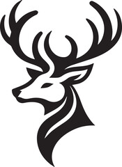 Tribal-Style Deer Head Vector Illustration in Black and White

