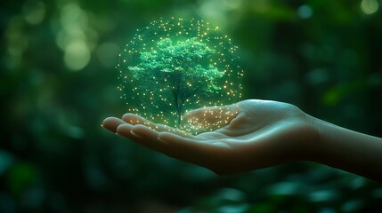 Futuristic ESG Holographic Interface – Sustainable Business and Innovation