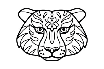 Line art design of a tiger head with mandala vector illustration.eps