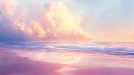 Fototapeta premium Ethereal Beach Landscape with Blurred Light