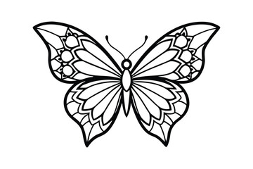 Line art design of a butterfly with mandala vector illustration.eps
