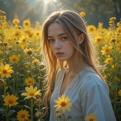 girl with flowers