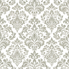 Soft Gray color Damask seamless pattern element background