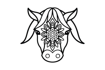 Line art design of a horse head with mandala vector illustration.eps