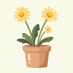 Illustration vector of BARBERTON DAISY Pot