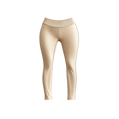 Beige Women's Leggings Mockup - High-Waisted, Slim Fit, Casual Wear