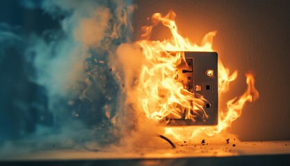 House Fire Caused By Faulty Wire And Socket Plug Resulting In Electrical Short Circuit And Failure. Incident In Residential Home.