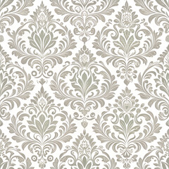 Soft Gray color Damask seamless pattern element  on transparent background