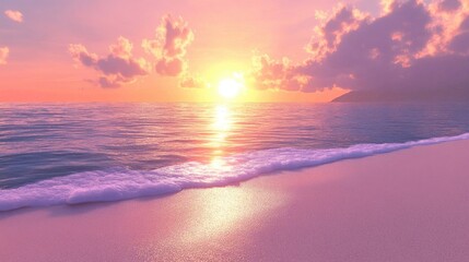 Fototapeta premium Dreamy Ocean View at Sunset with Soft Glowing Reflections