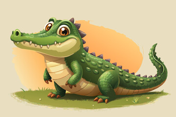 A cute cartoon  crocodile
