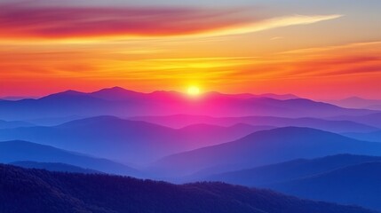 Fototapeta premium Colorful mountain sunset vista