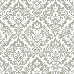 Soft Gray color Damask seamless pattern element  on transparent background